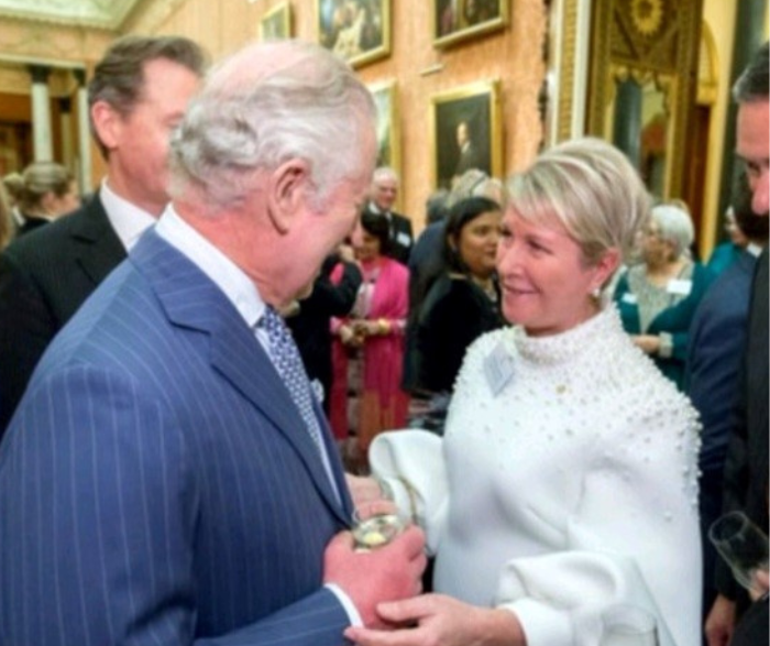 Jennifer Jones, President of Rotary International, meets King Charles in July, 2022.