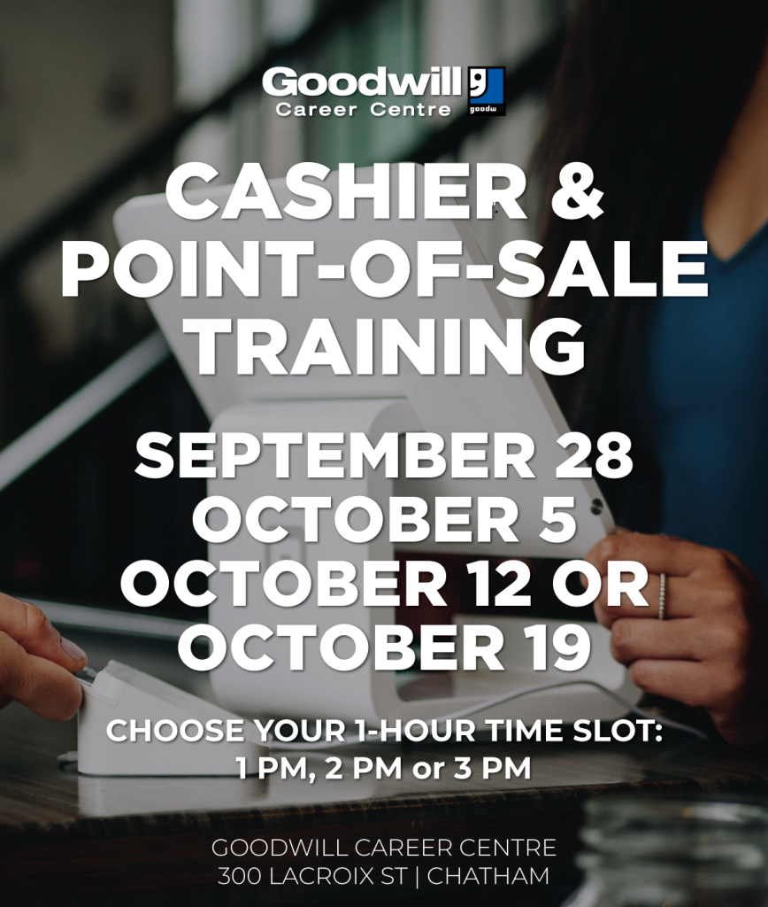 Goodwill Career Centre cashier training poster